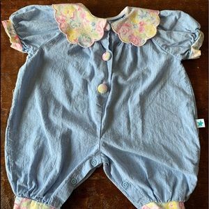 90s floral collared baby romper